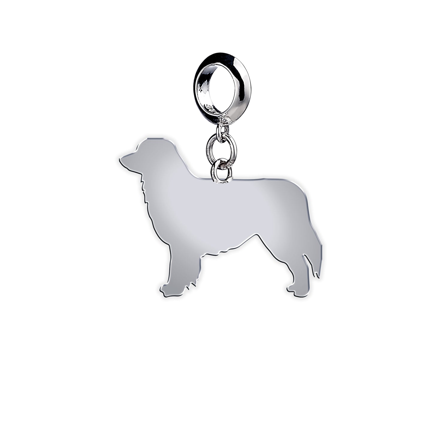 Australian Shepherd Silhouette Silver Charm