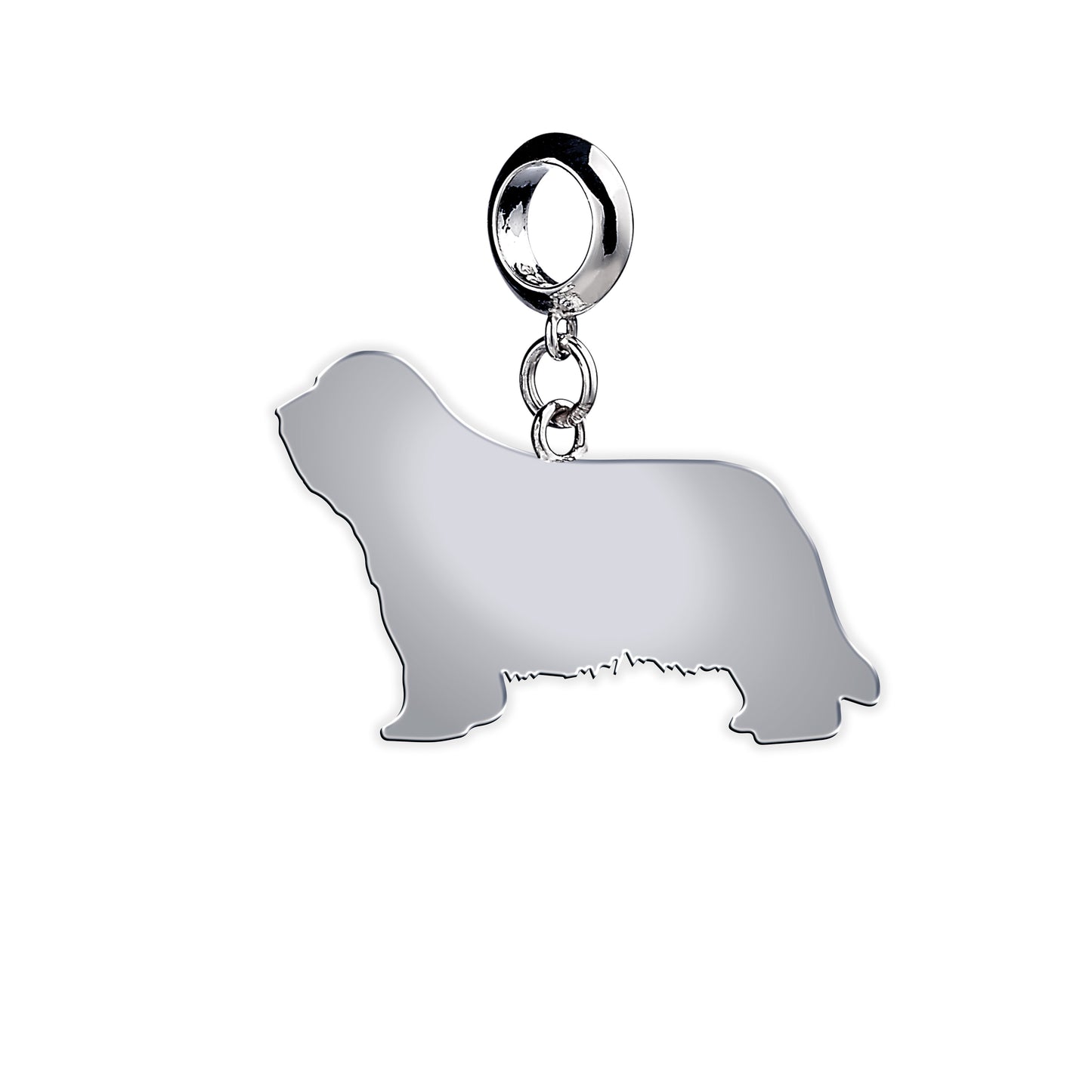 Bearded Collie Silhouette Silver Charm