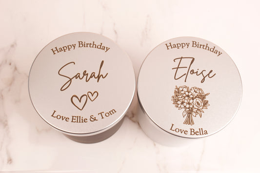 Birthday Soy Wax Scented Candle With Personalised Metal Lid