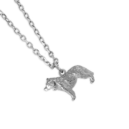Border Collie Silver Necklace - Personalised