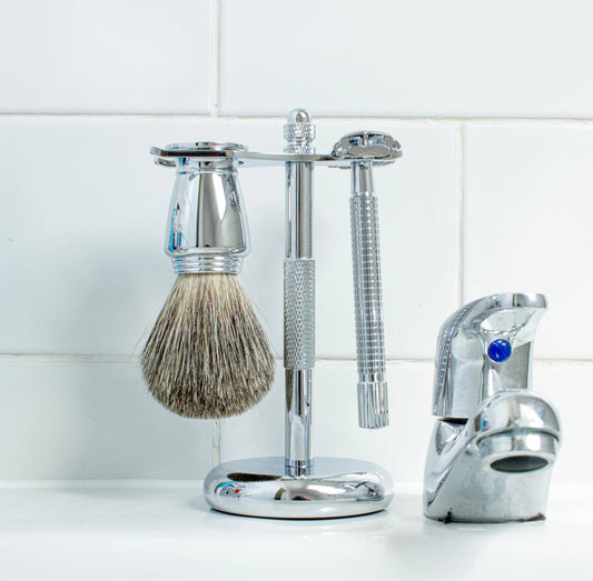 Personalised Traditional Twist Safety Razor and Brush Shave Set - MYLEE London
