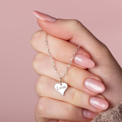 Collar de corazón de amor - Plata de ley