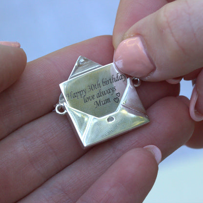 Personalised Envelope & Letter Silver Necklace