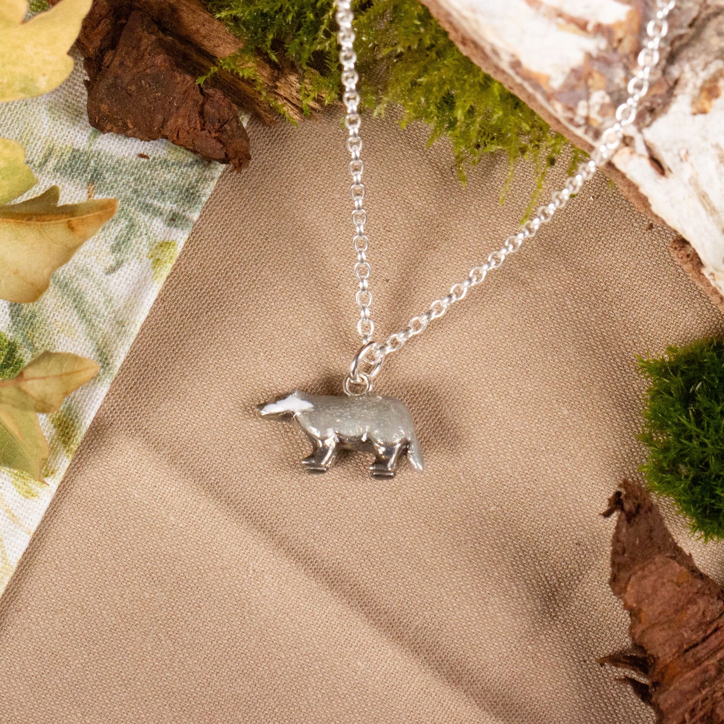 Badger Necklace - Enamelled Sterling Silver
