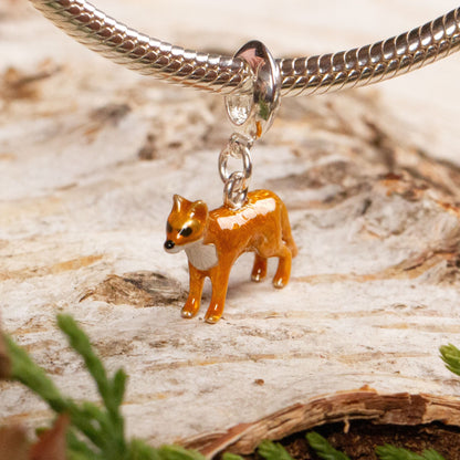 Fox Charm - Enamelled Sterling Silver