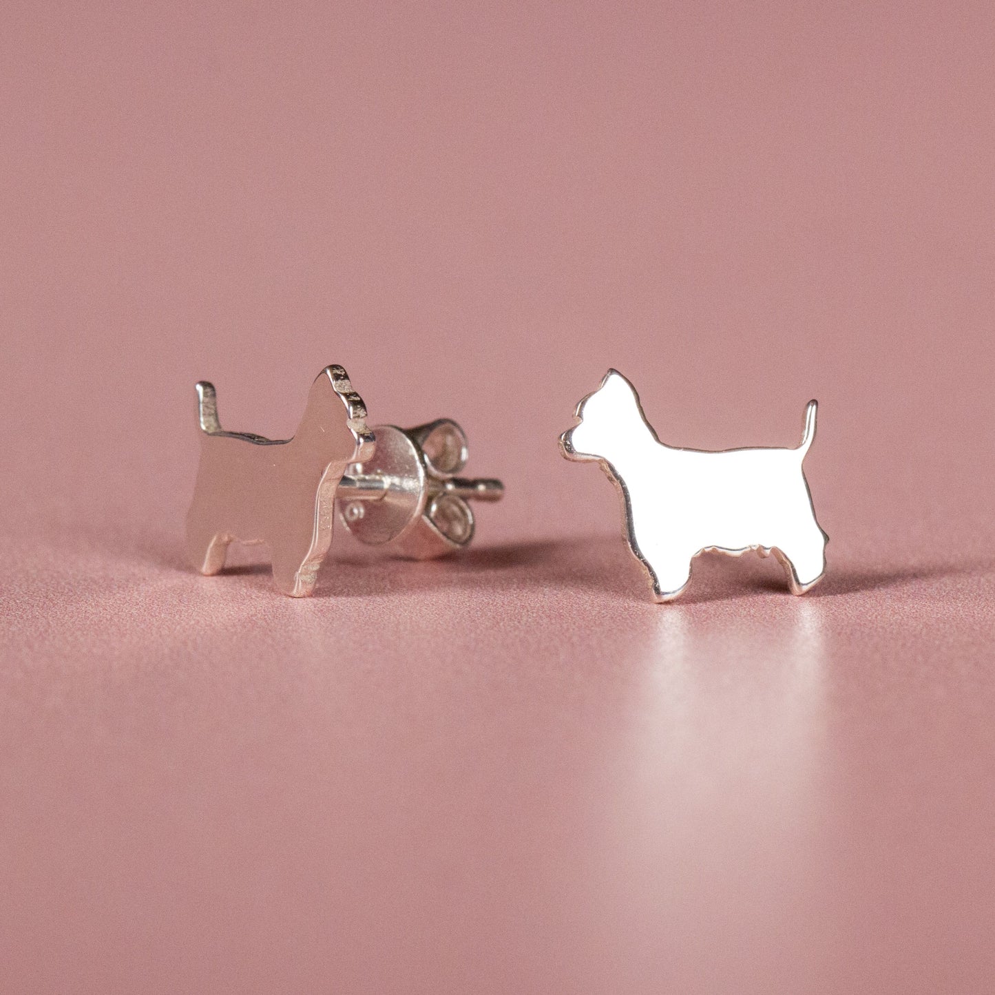Westie Silver Stud Earrings
