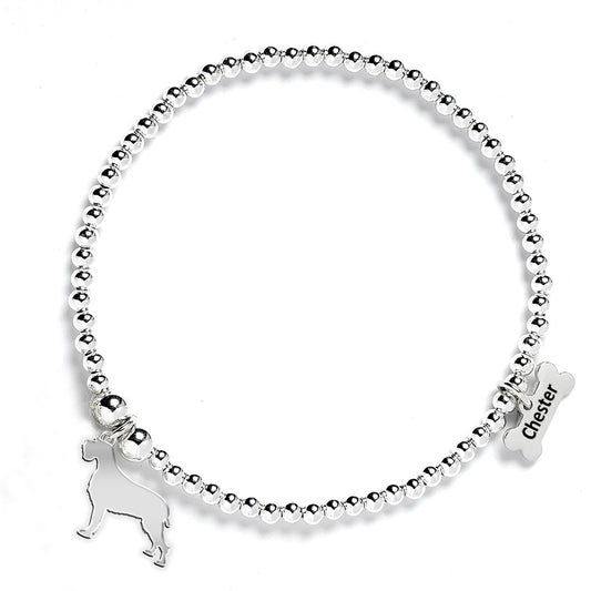 Korthals Griffon Silhouette Silver Ball Bead Bracelet - Personalised