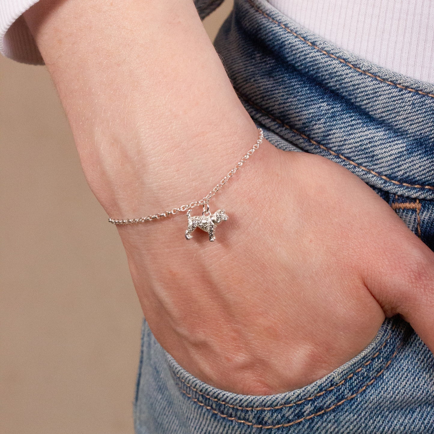 Cockapoo Chain Bracelet - Personalised - Sterling Silver