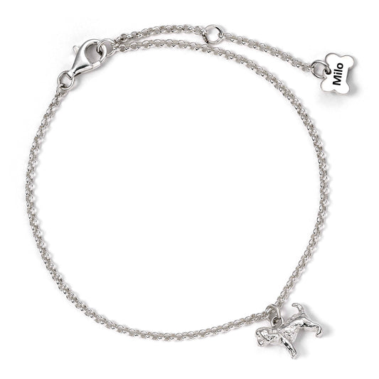Dainty Chain Bracelet with 3D Dog/Pet Charm - Personalised - Sterling Silver