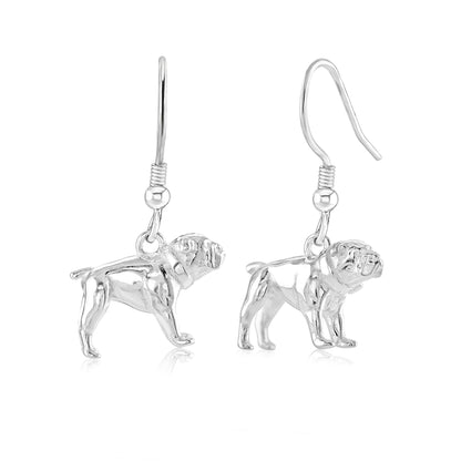 English Bulldog Silver Earrings