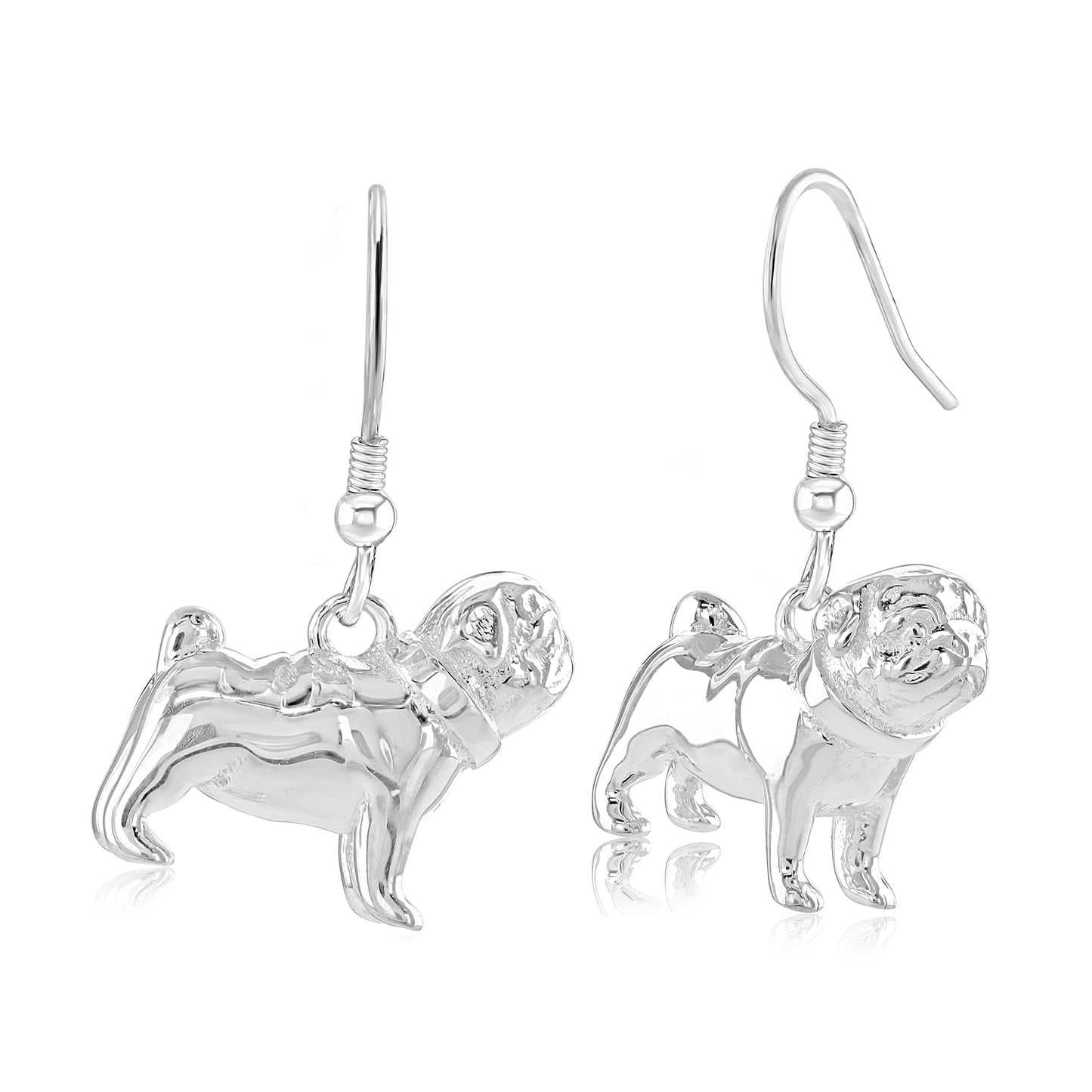 Pug Silver Earrings