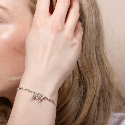 Pulsera de cuentas de plata con forma de galgo - Personalizada