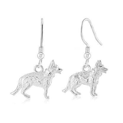 German Shepherd Silver Earrings