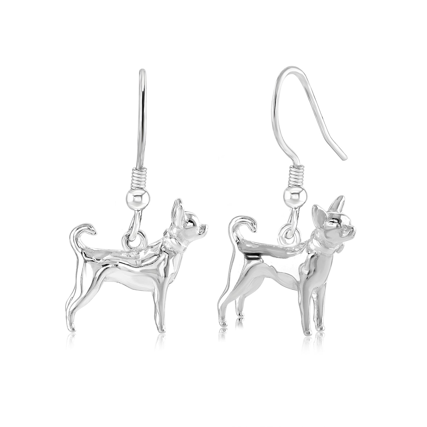 Chihuahua Silver Earrings