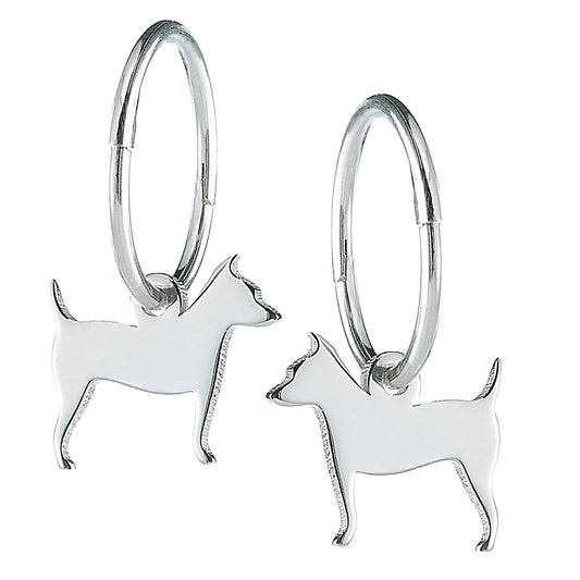 Jack Russell Terrier Silhouette Silver Earrings