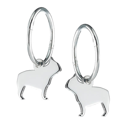 French Bulldog Silhouette Silver Earrings