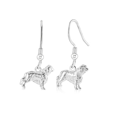 King Charles Spaniel Silver Earrings