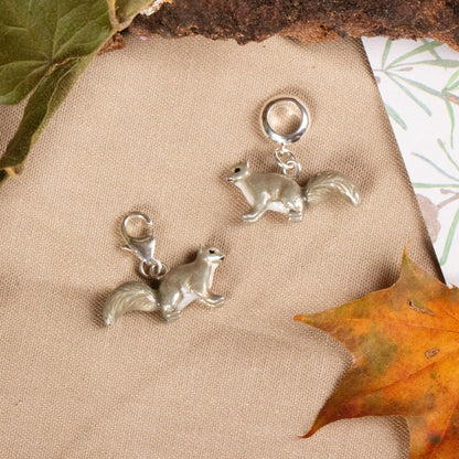 Squirrel Charm - Enamelled Sterling Silver