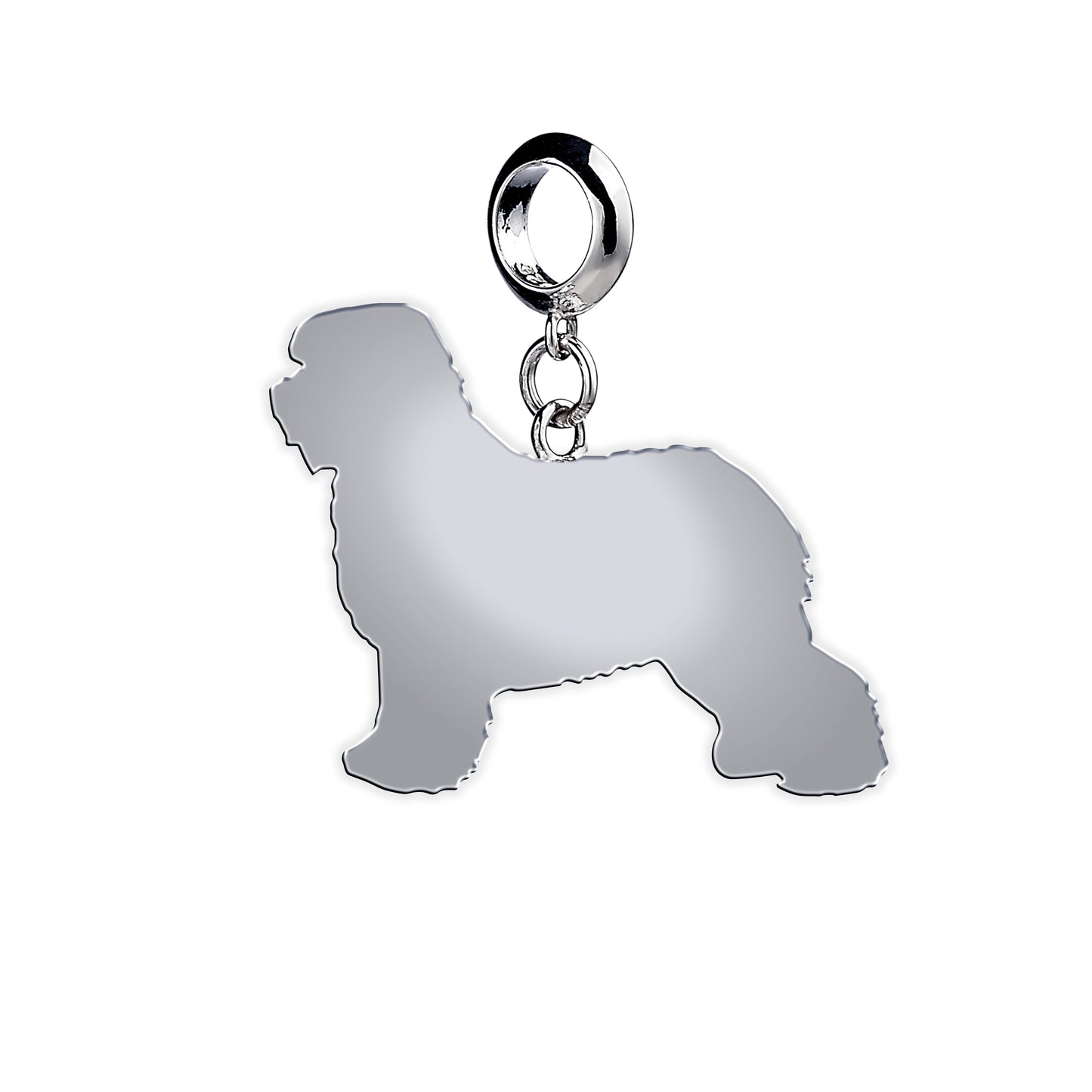 Old English Sheepdog Silhouette Silver Charm