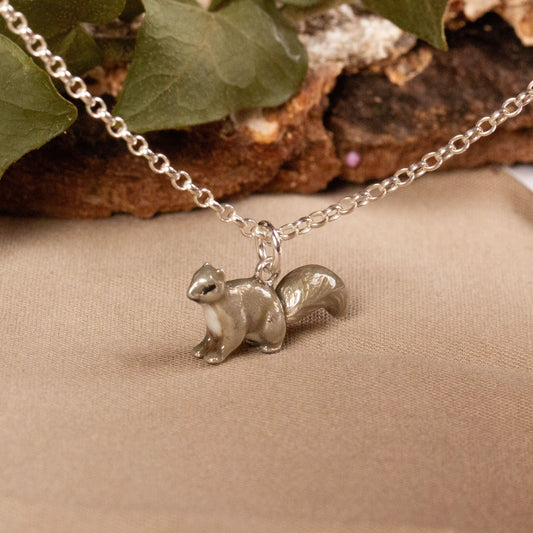 Squirrel Necklace - Enamelled Sterling Silver