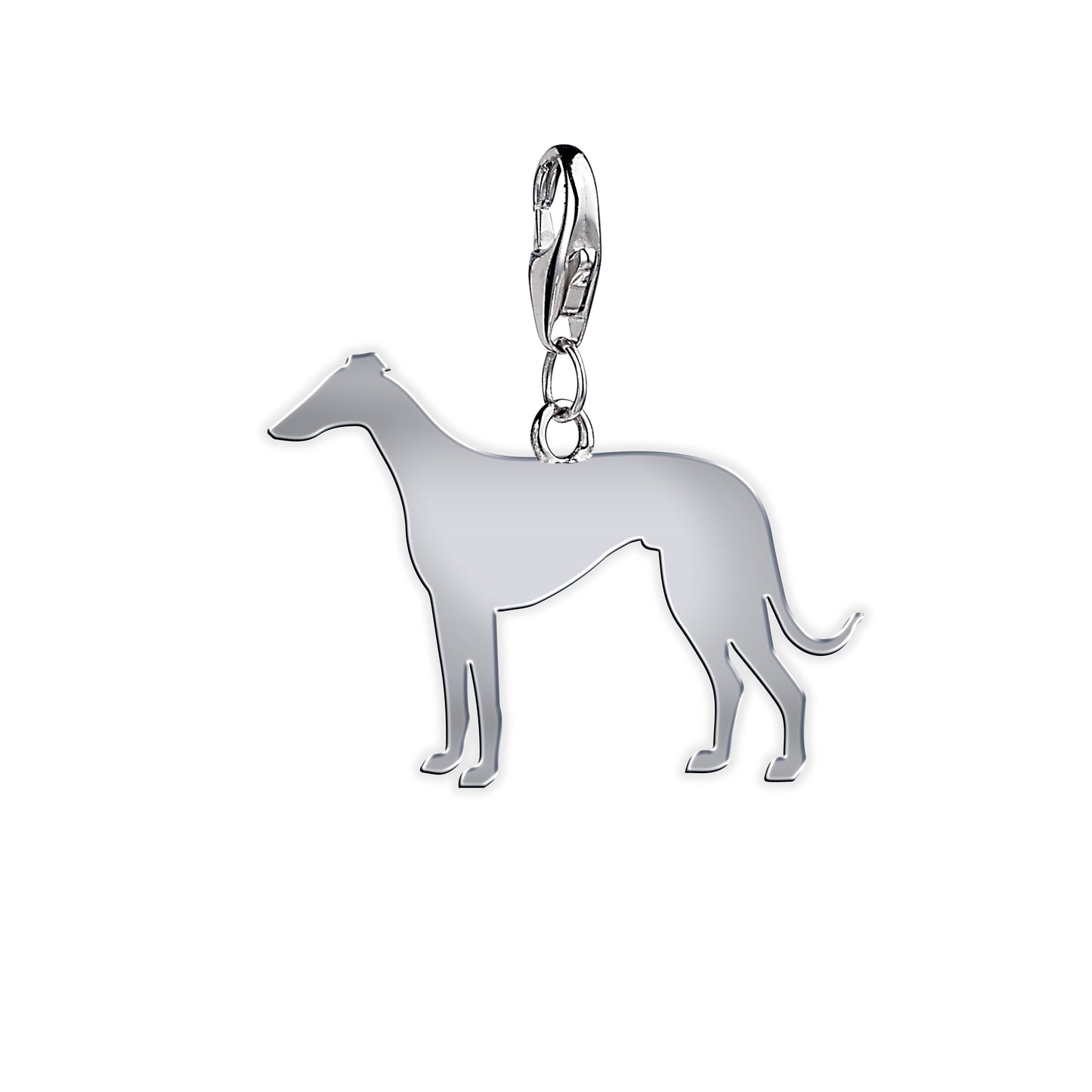 Whippet Silhouette Silver Charm