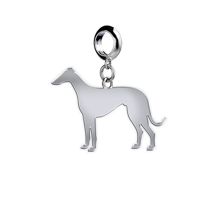 Whippet Silhouette Silver Charm