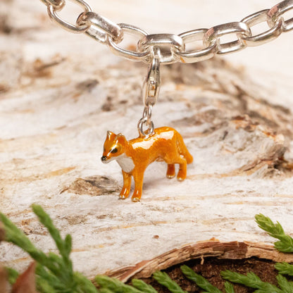 Fox Charm - Enamelled Sterling Silver