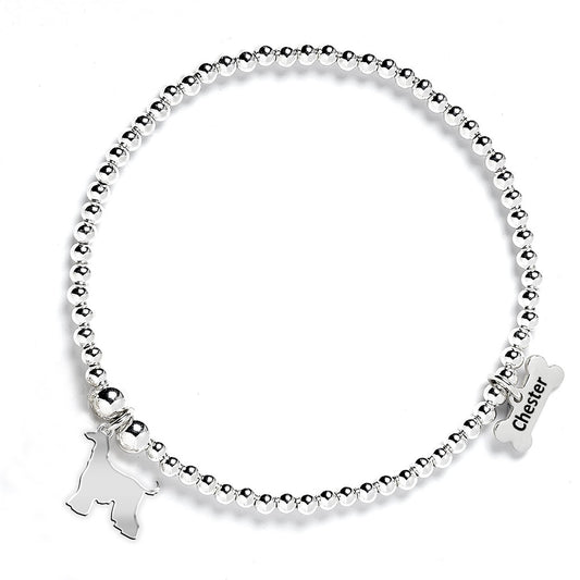 Afghan Hound Silhouette Silver Ball Bracelet - Personalised - MYLEE London