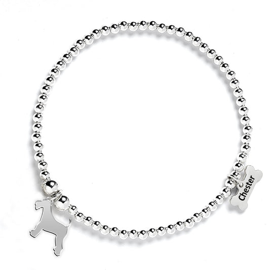Airedale Terrier Silhouette Silver Ball Bracelet - Personalised - MYLEE London