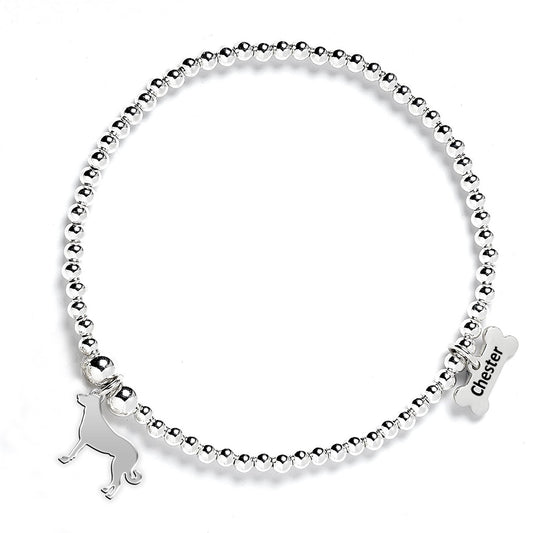 Anatolian Shepherd Dog Silhouette Silver Ball Bracelet - Personalised - MYLEE London