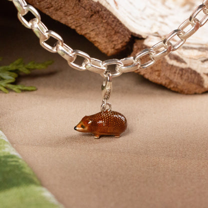 Hedgehog Charm - Enamelled Sterling Silver