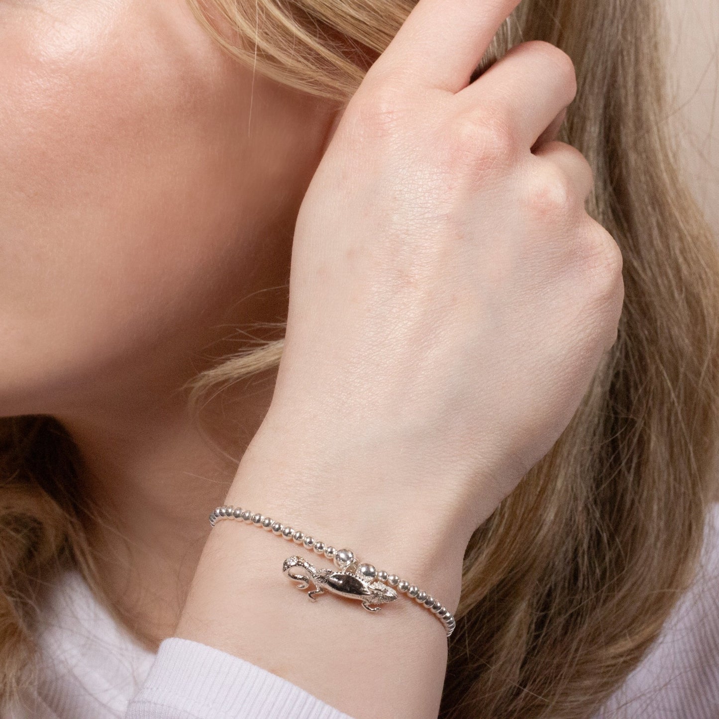 Bearded Dragon Silver Ball Bead Bracelet - Personalised - MYLEE London