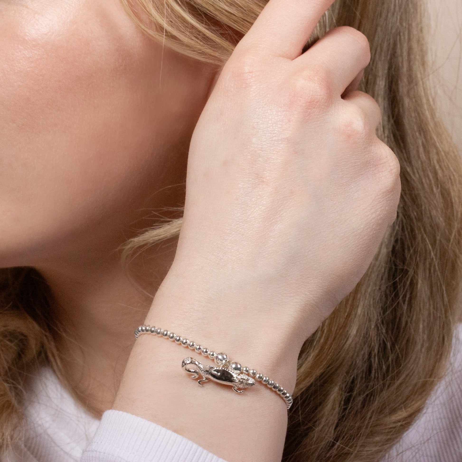 Bearded Dragon Silver Ball Bead Bracelet - Personalised - MYLEE London