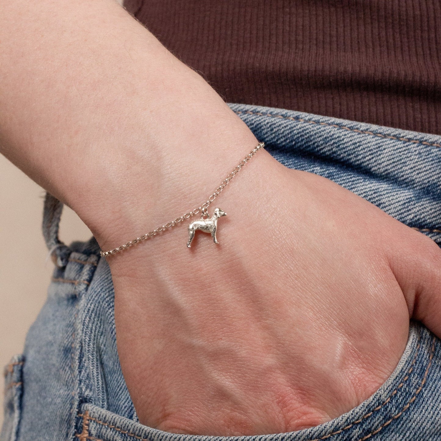 Bedlington Terrier Chain Bracelet - Personalised - Sterling Silver - MYLEE London