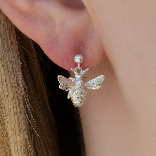 Bee Silver Earrings - MYLEE London
