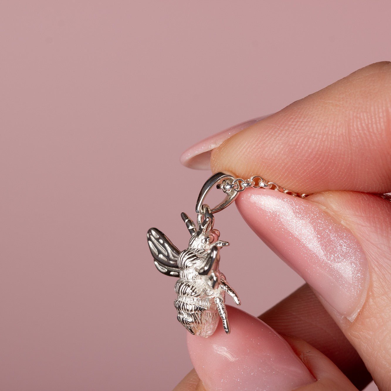 Bee Silver Necklace - Personalised - MYLEE London