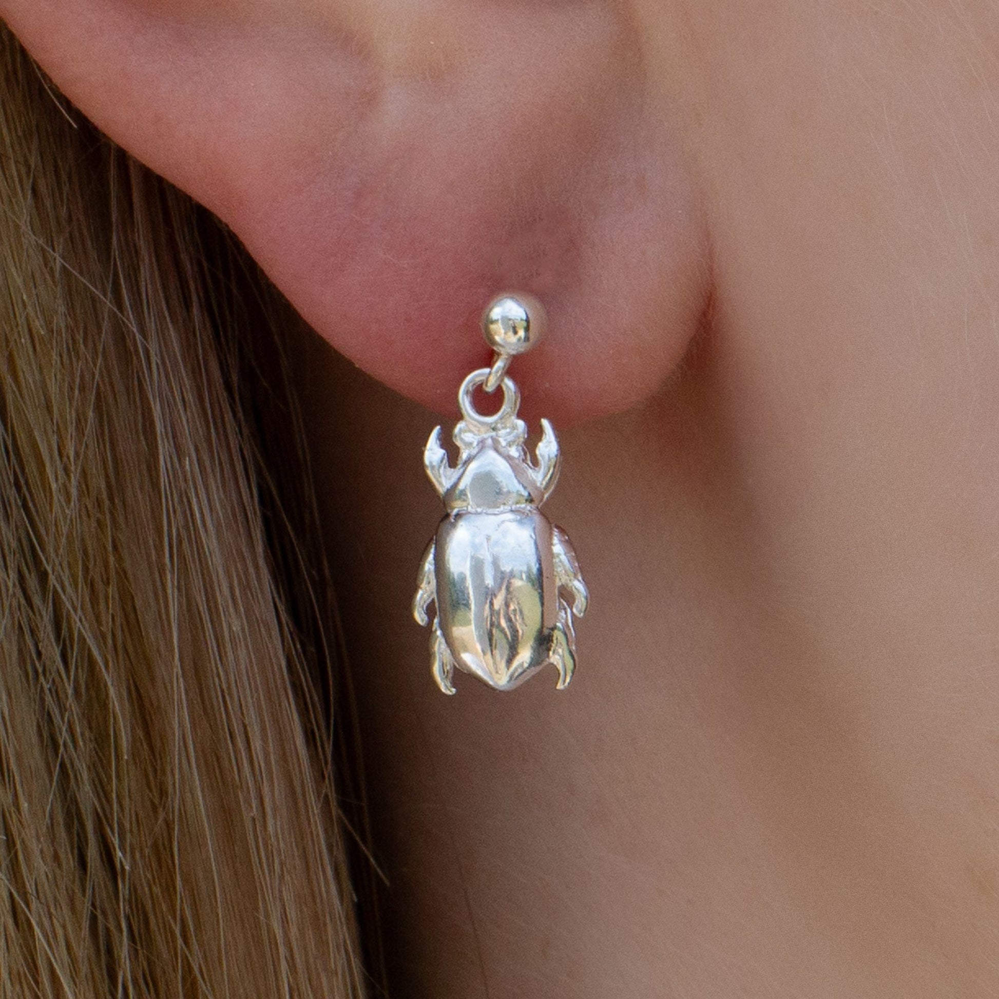 Beetle Silver Earrings - MYLEE London