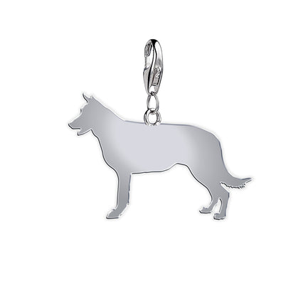 Belgian Shepherd Dog (Groenendael) Silhouette Silver Charm - MYLEE London