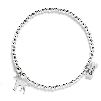 Belgian Shepherd Dog (Laekenois) Silhouette Silver Ball Bead Bracelet - Personalised - MYLEE London