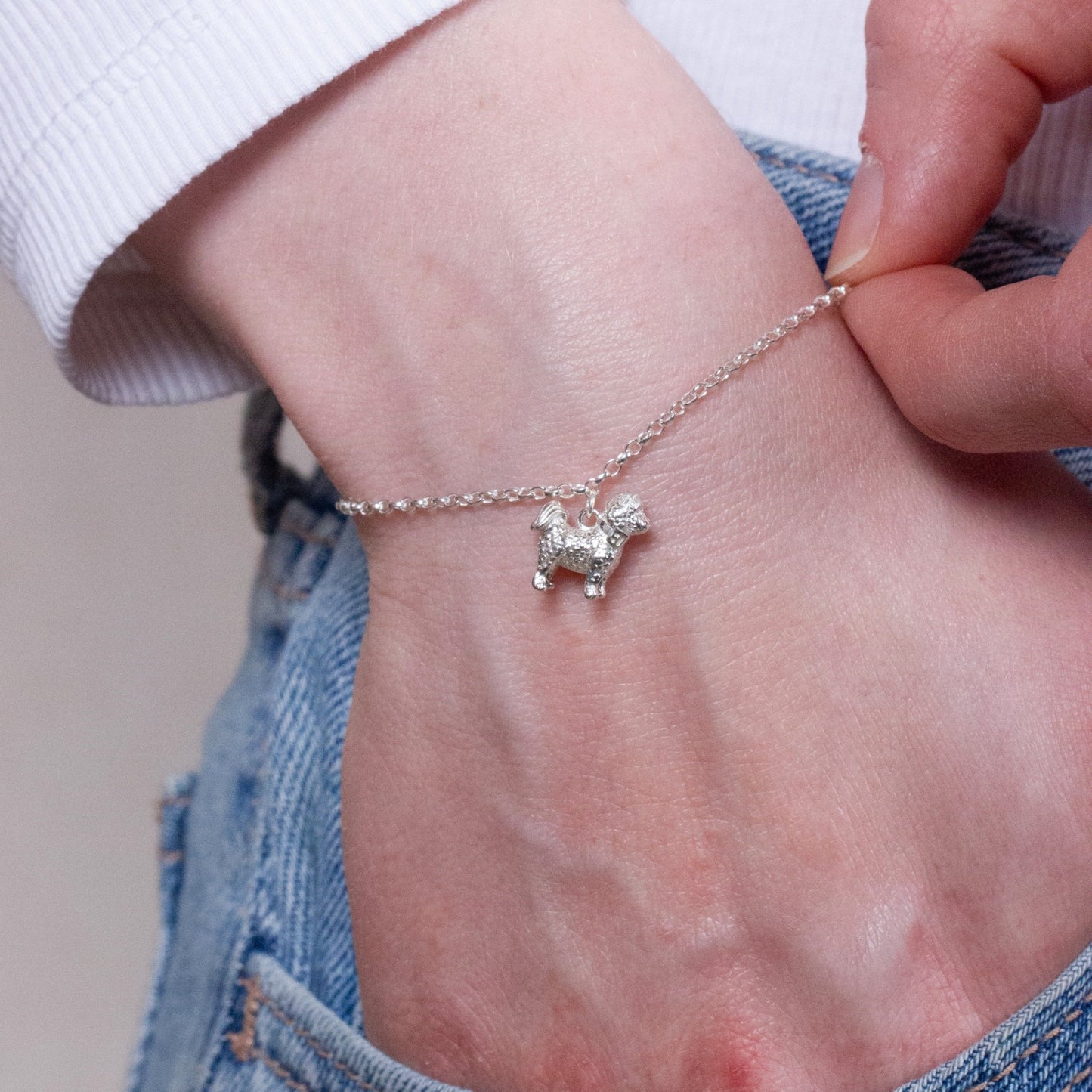 Bichon Frise Chain Bracelet - Personalised - Sterling Silver - MYLEE London