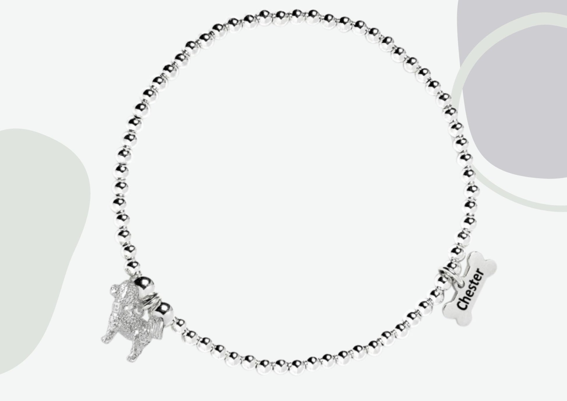 Bichon Frise Silver Ball Bead Bracelet - Personalised - MYLEE London