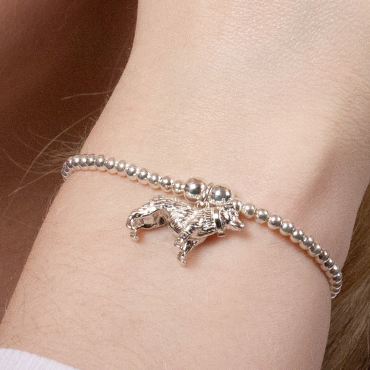 Border Collie Silver Ball Bead Bracelet - Personalised - MYLEE London
