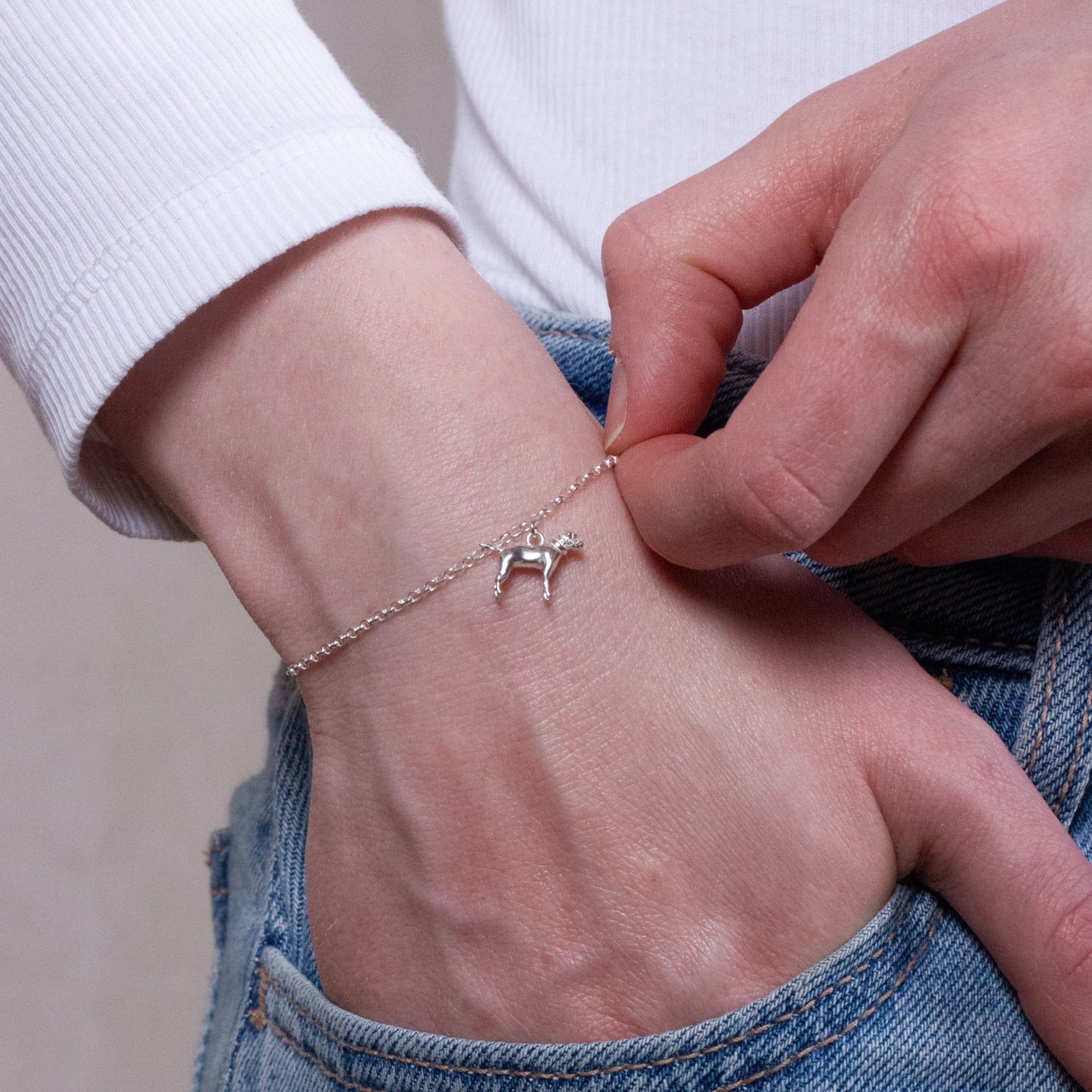Border Terrier Chain Bracelet - Personalised - Sterling Silver - MYLEE London