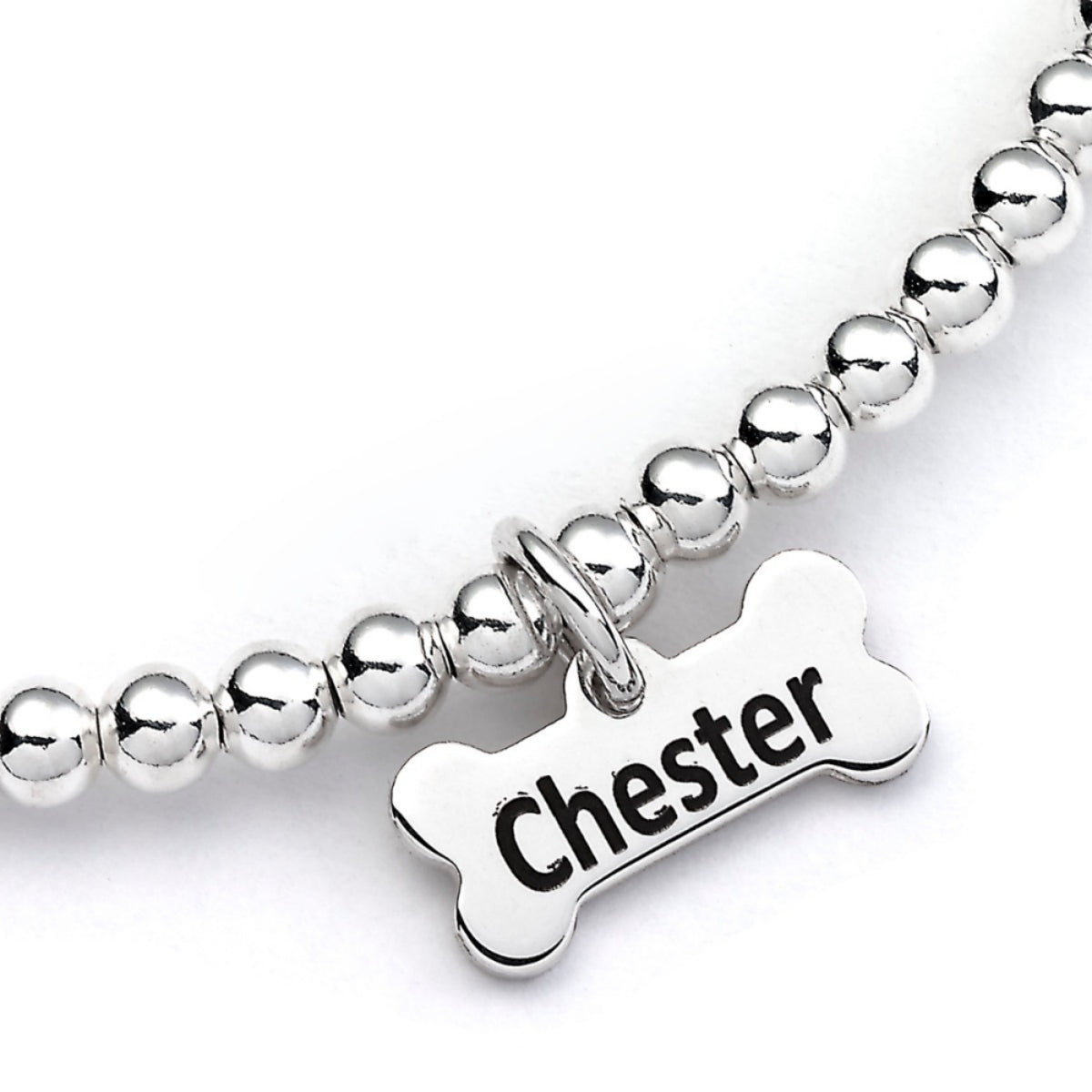 Boston Terrier Silhouette Silver Ball Bead Bracelet - Personalised - MYLEE London