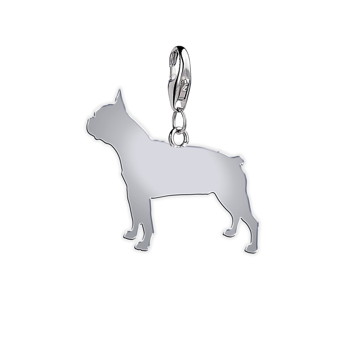 Boston Terrier Silhouette Silver Charm - MYLEE London