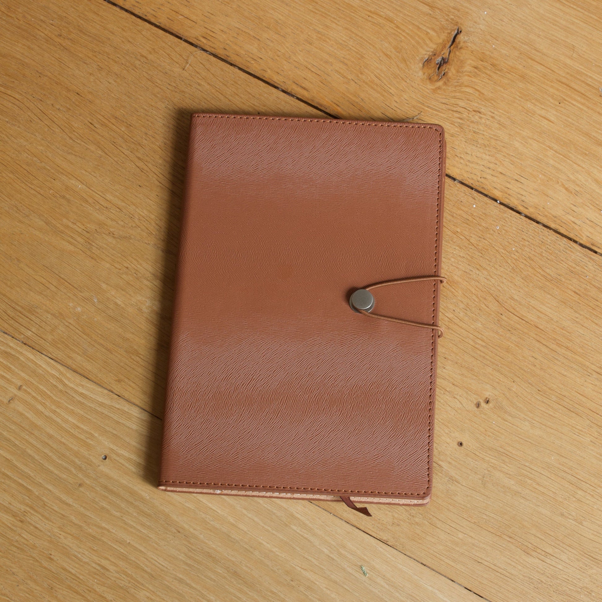 Brown Lined A5 Notebook With Elastic Fastener And Stud - MYLEE London