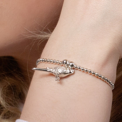 Budgie Silver Ball Bead Bracelet - Personalised - MYLEE London