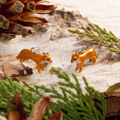 Fox Charm - Enamelled Sterling Silver