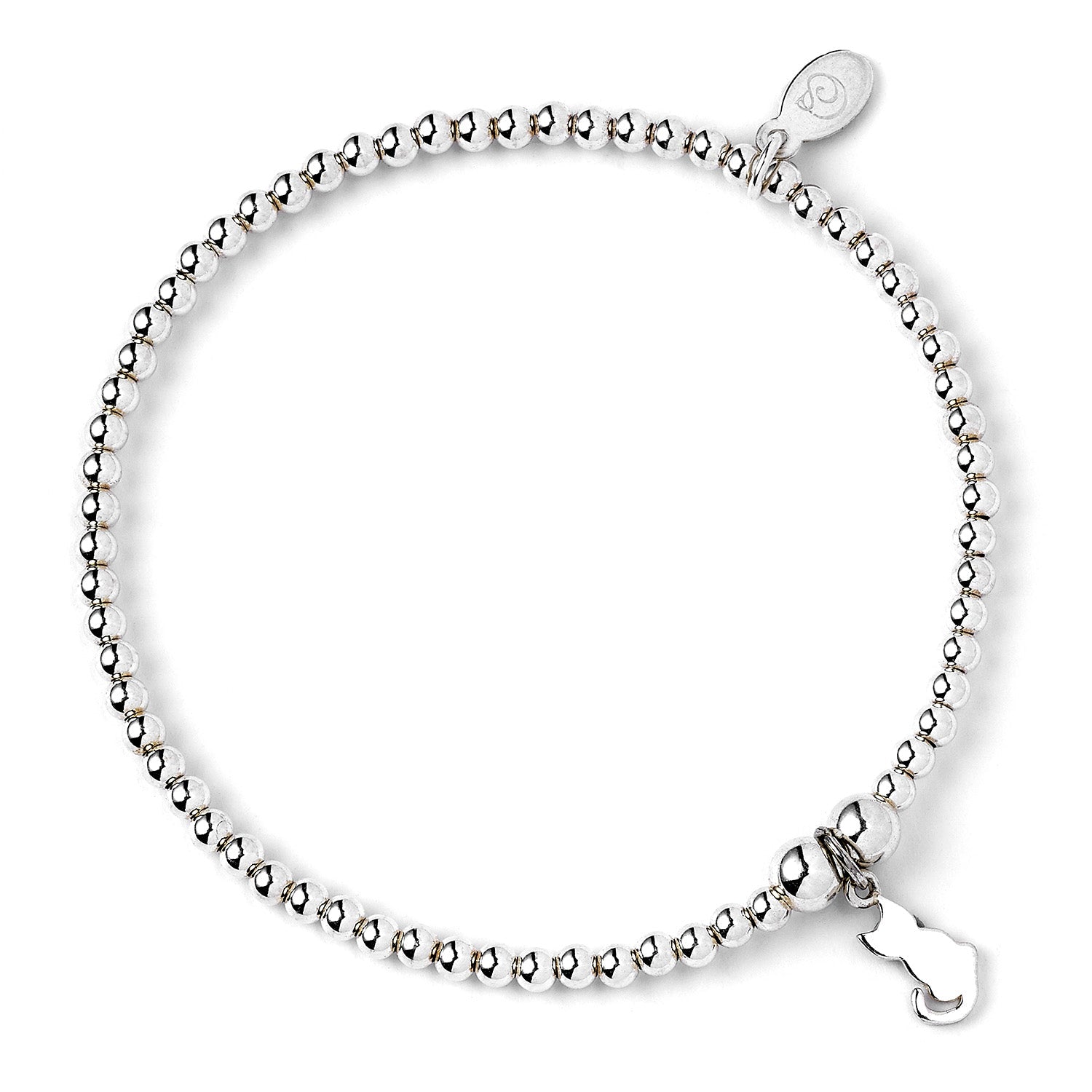 Cat on Silver Ball Bead Bracelet - MYLEE London