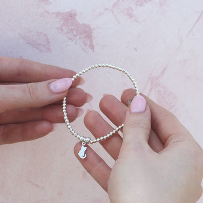 Cat on Silver Ball Bead Bracelet - MYLEE London